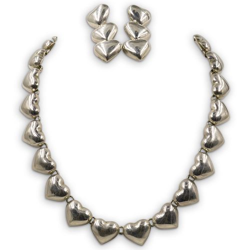 (3 Pc) Mexican Sterling Heart Jewelry Set