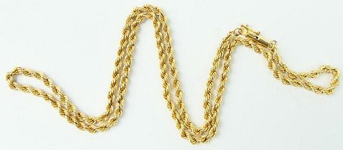 14KT YELLOW GOLD ROPE CHAIN NECKLACE
