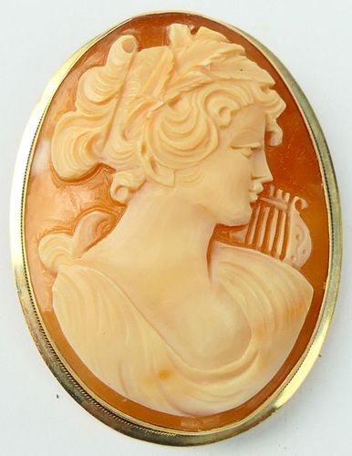 LARGE 14KT Y GOLD SHELL CAMEO