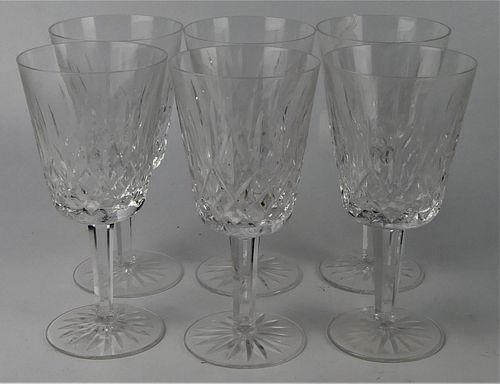 LOT OF (6) WATERFORD LISMORE WINE GLASSES 7''