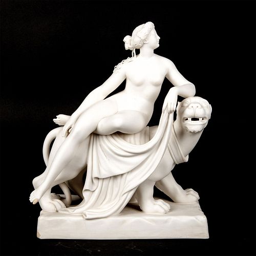 19th Century Minton Parian Ware Figure, Ariadne On Panther
