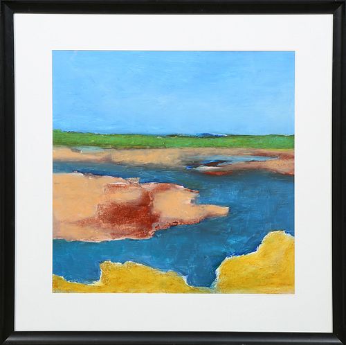 Nancy Harris (Louisiana), "Coast and Marsh," 2012, oil on paper, signed and dated lower left, presented in an ebonized frame, H.- 23 1/2 in., W.- 23 1