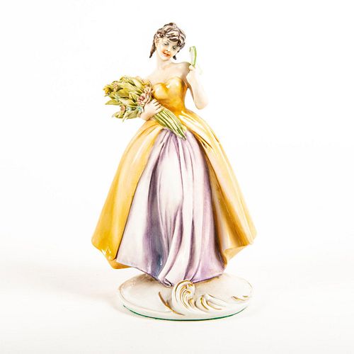 Antonio Borsato Figurine, Lady With Fan And Bouquet
