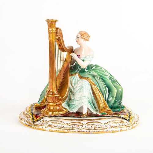 Vintage G Cacciapuoti Lady Figurine, Harpist