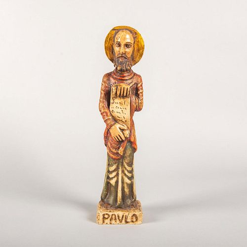 Large Vintage Wooden Character Statue, Saint Paul