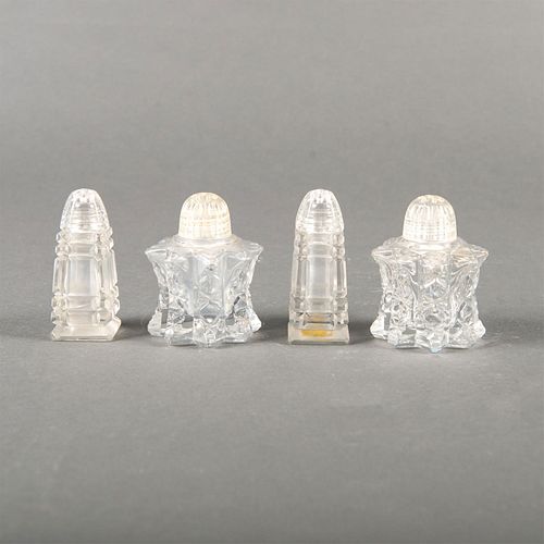 2 Pairs Vintage Clear Glass Salt And Pepper Shakers
