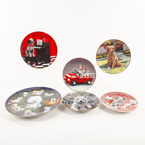 6 Collectible Ceramic Dog Themed Plates