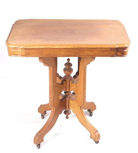 Victorian Eastlake Oak Parlor Table C Early 1900's
