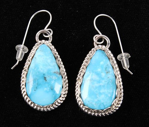 Navajo Stormy Mountain Turquoise Sterling Earrings