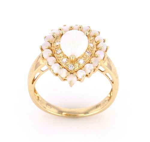 Australian Opal & Diamond Ring 14k Gold