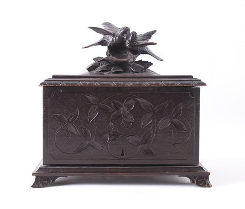 19th Century Carved Black Forest Cigar Humidor Box