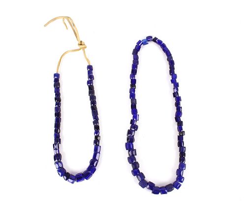 Russian Faceted Cobalt Glass Trade Bead Necklaces