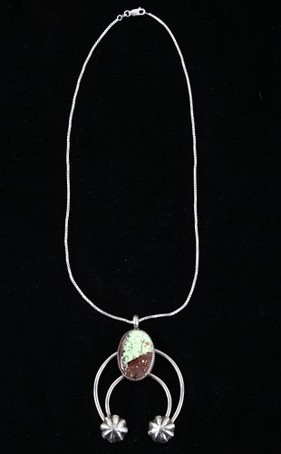 Navajo Sterling & Turquoise Naja Pendant Necklace