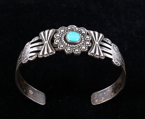 Navajo Fred Harvey Sterling & Turquoise Bracelet