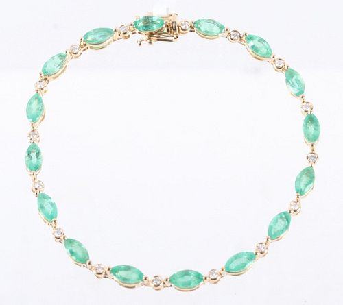 Natural Emerald (5.62ct) & Diamond 14K Bracelet