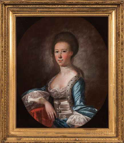Jeremiah Theus (South Carolina, 1716-1774), Portrait of Ann Ball Waring (1753-1826) of Charleston, South Carolina, Unsigned., Condition