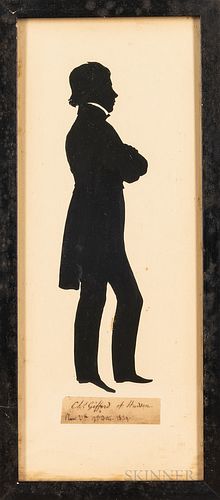 Full-length Hollow-cut Silhouette of Charles Gifford, Auguste Edouart, 1839, the young gentleman standing with his arms crossed, applie