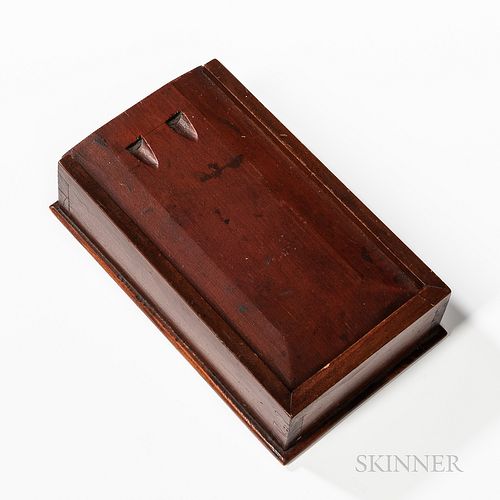Shaker Pine and Poplar Spice Box, possibly Enfield, Connecticut, the chamfered sliding lid on a dovetailed box opens to a compartmented