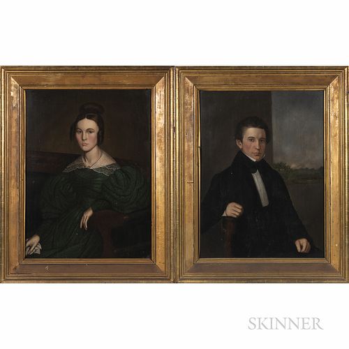Attributed to Samuel Lovett Waldo (New York, 1783-1861) and William Smith Jewett (1821-1873), Portraits of Mr. Ezra (1809-1901) and Mrs
