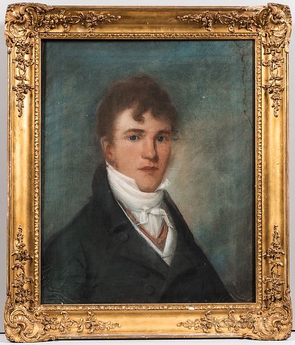 Albert Gallatin Hoit (Massachusetts/Hampshire, 1809-1856), Portrait of Mr. Fiske of Boston, Unsigned., Condition: Moisture staining to
