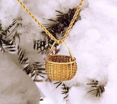 Miniature Swing Handle Basket Necklace