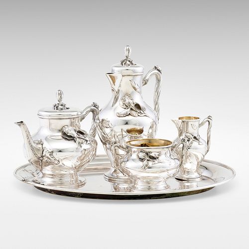F.W. Hespe, Art Nouveau four-piece coffee and tea service with tray