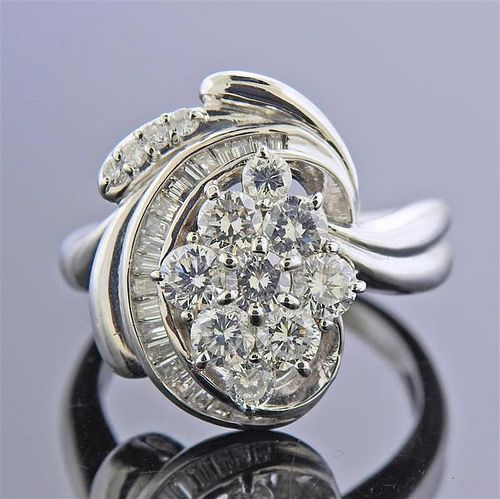 Platinum Diamond Cocktail Ring 
