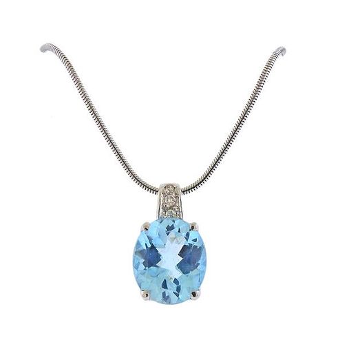 H. Stern 18K Gold Diamond Aquamarine Pendant Necklace