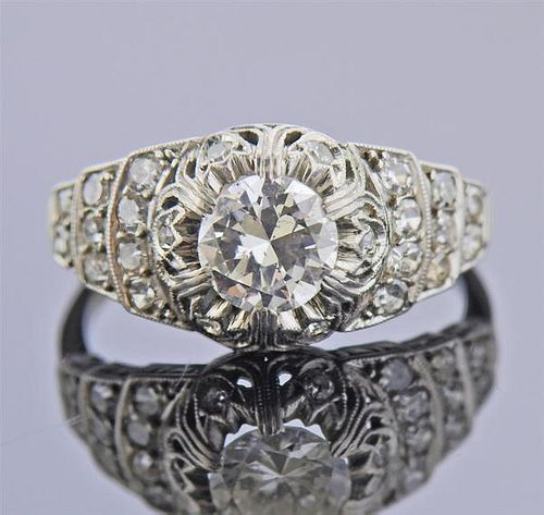 Art Deco Platinum Old European Diamond Ring