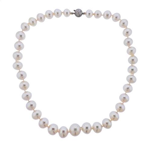 14K Gold Diamond South Sea Pearl Necklace