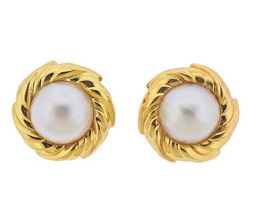 18K Gold Mabe Pearl Earrings