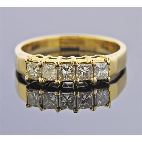 14k Gold Diamond 5 Stone Ring 