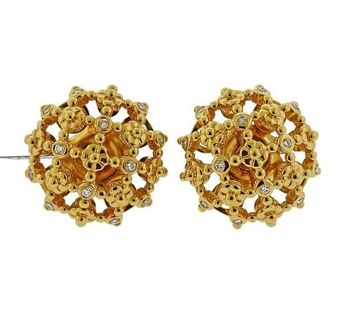 Temple St. Clair Diamond 18k Gold Fiori Earrings