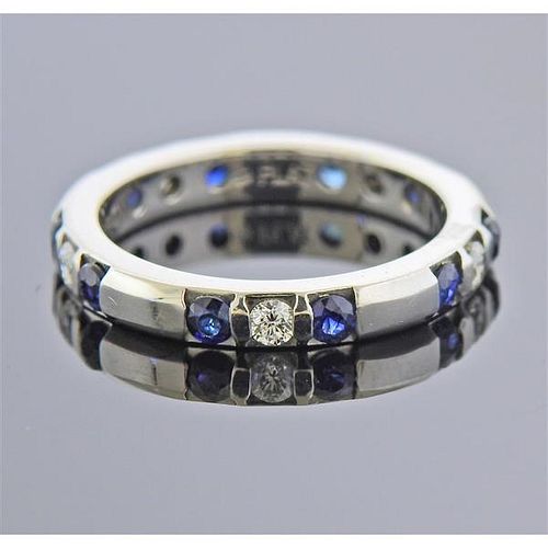 Platinum Diamond Sapphire Eternity Band Ring