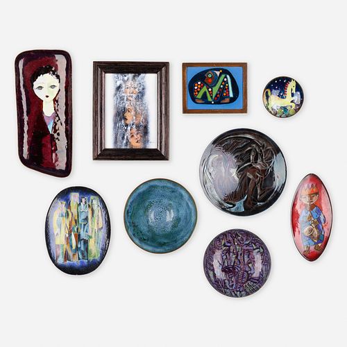 Modern, collection of nine enamels