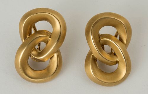 Angela Cummings Brushed Gold Earrings