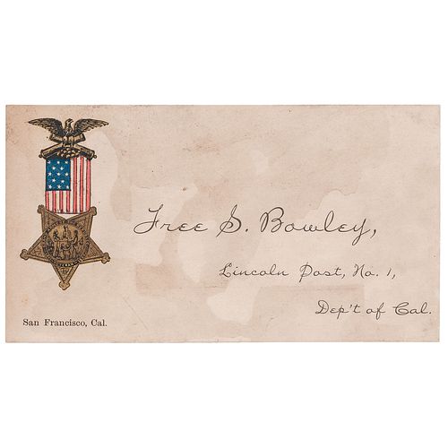 GAR Card, Free S. Bowley, 30th USCT Veteran, San Francisco, circa 1880