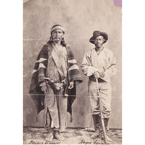 Navajo Warrior & Negro Cavalry, Arizona, circa 1887