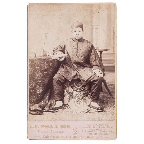 J.P. Ball Cabinet Card of Young Chinese Scholar, Helena, Montana, circa 1888