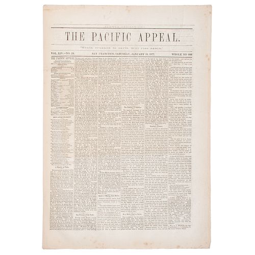 The Pacific Appeal Newspaper, San Francisco, 1877