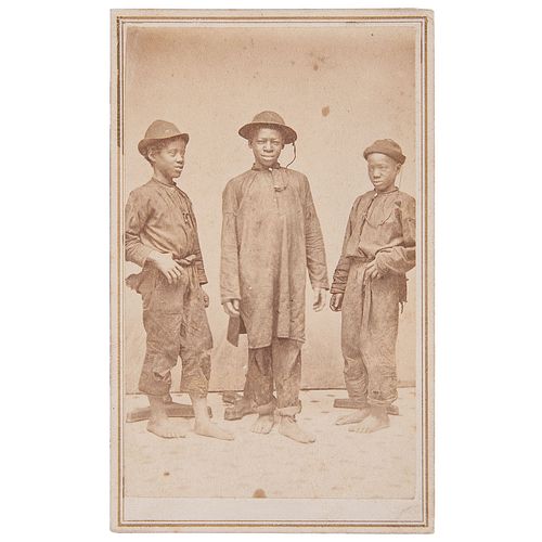 CDV of Three Young Chimney Sweeps, Savannah, Georgia, circa 1868