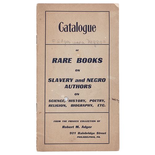 Bibliography of an Early Black Bibliophile, circa 1906