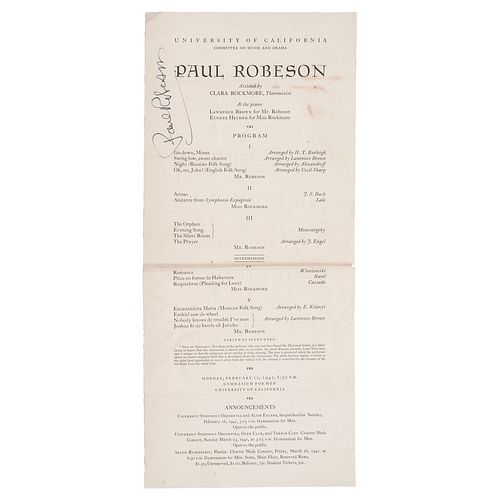 Signed Paul Robeson Ephemera, California