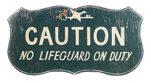 Vintage DUCK KEY Florida Lifeguard Wood Sign 