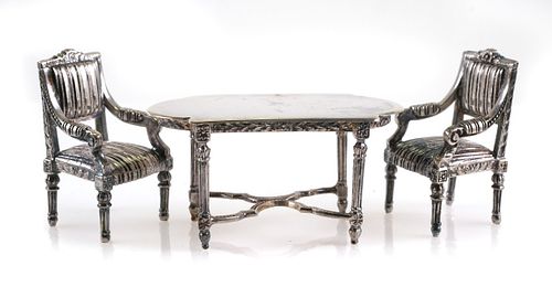 IBB Sterling Silver Miniature Table and Chairs