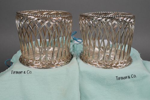 Pair TIFFANY & CO Sterling Silver WINE Coasters