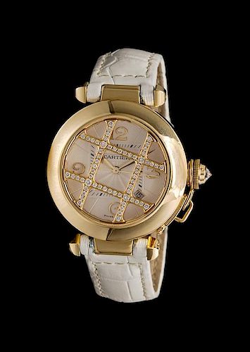 An 18 Karat Yellow Gold Ref. 2399 Pasha Wristwatch, Cartier,