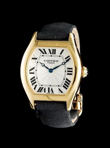An 18 Karat Yellow Gold Ref. 2496C Tortue Collection Privée Wristwatch, Cartier,