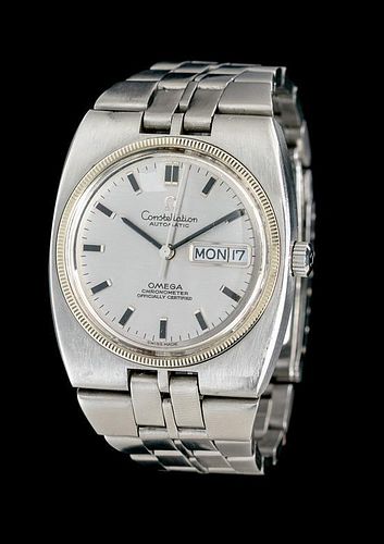 A Stainless Steel Constellation Wristwatch, Omega,