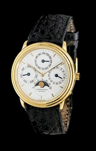An 18 Karat Yellow Gold Quantieme Perpetual Wristwatch, Audemars Piguet,